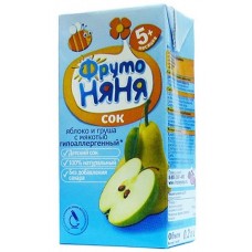 ФрутоНяНя - напиток из яблок и груш с мякотью (тетра пак), 5 мес 200г